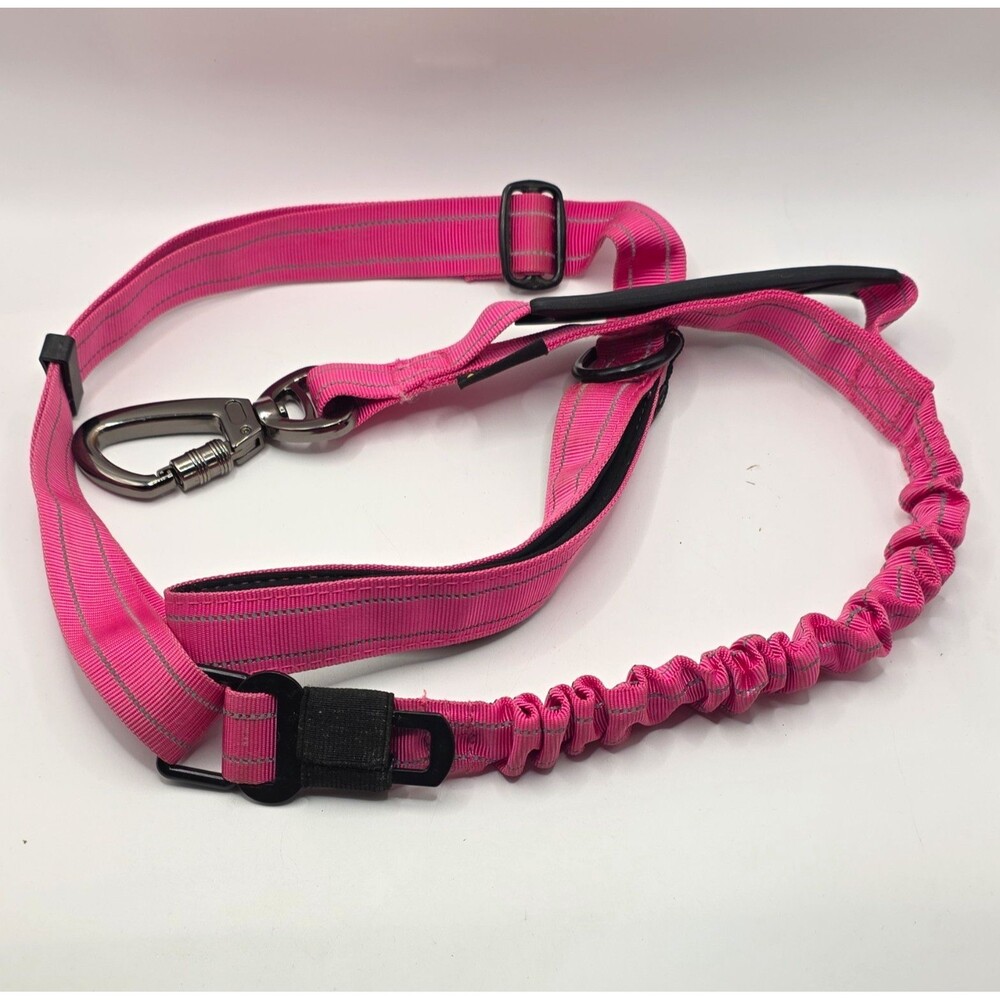 Audbell Pink Nylon Adjustable Dog Car Seat Belt Tether for All Breeds